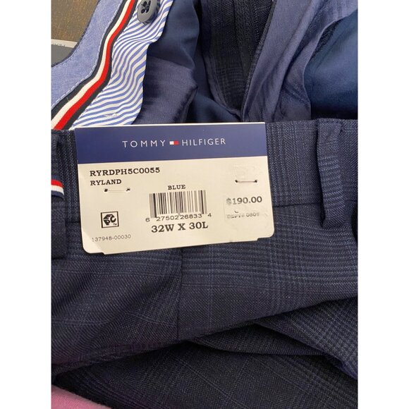 Tommy Hilfiger Mens Stretch Wool Blend Plaid Suit Dress Pant Blue Size 32W NWT - Picture 5 of 6